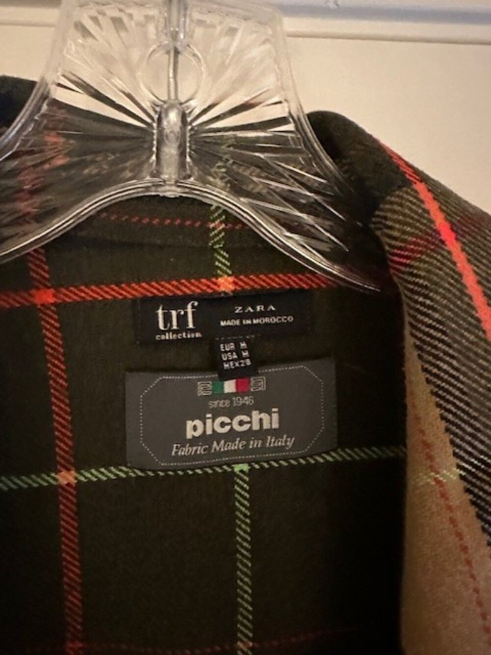 Zara trf Collection Overshirt Long Jacket Plaid size Medium - Picture 7 of 8